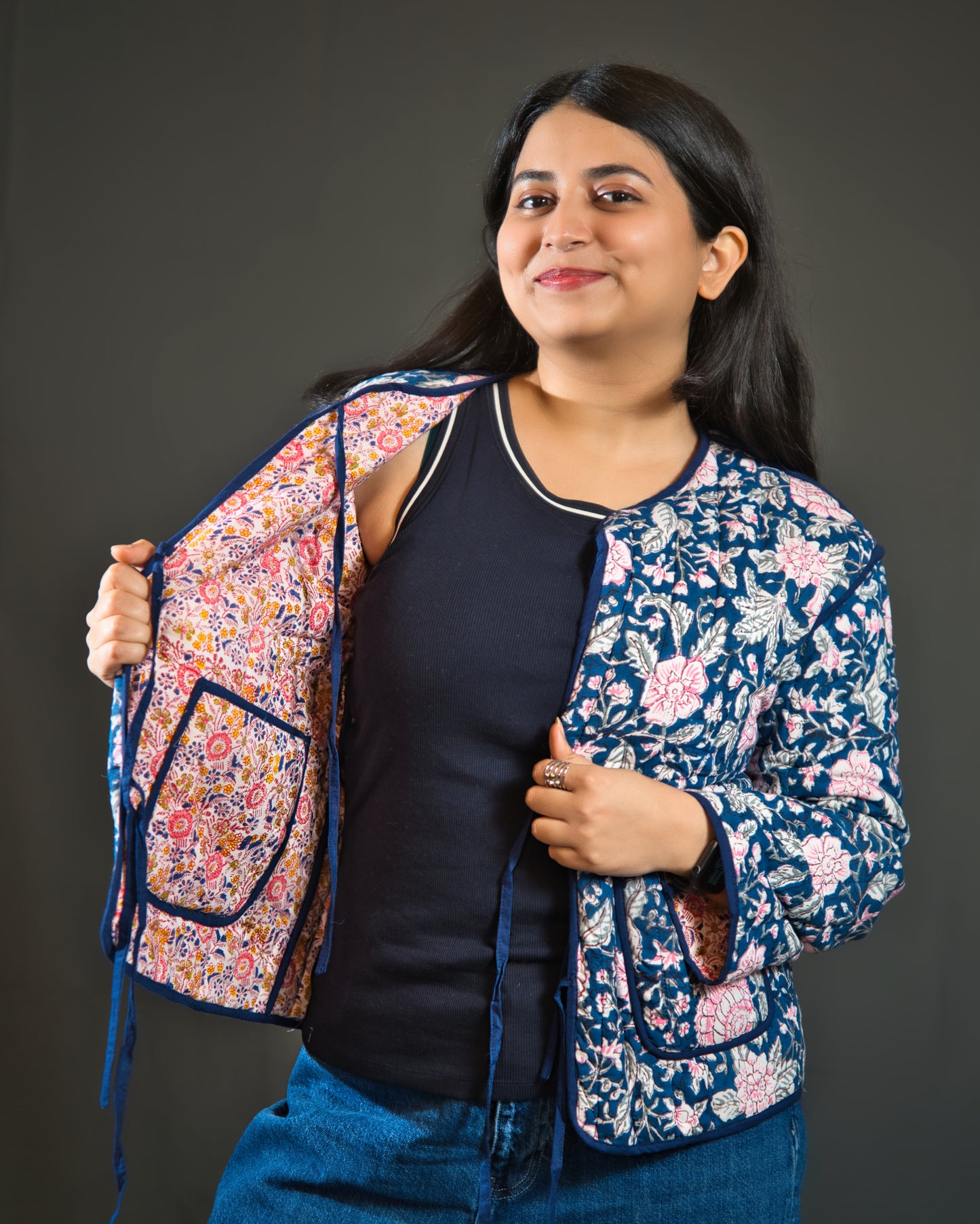 Reversible Blue & Pink Quilted Jacket