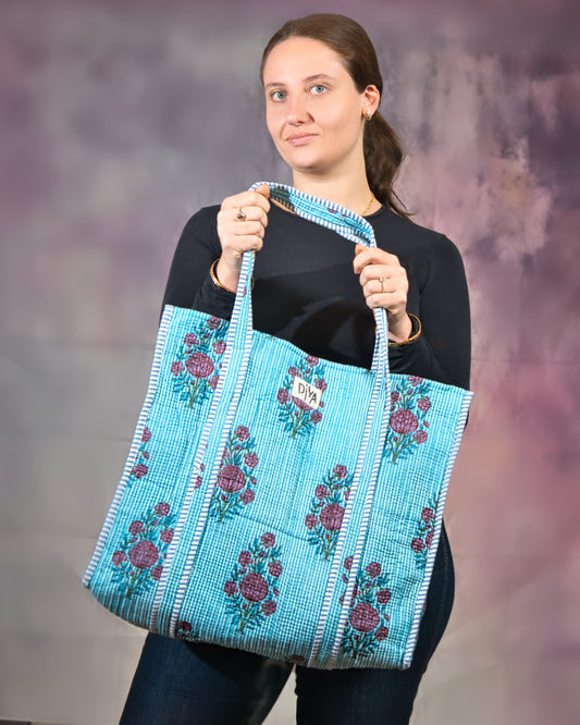 Blue Bloom Laptop Tote