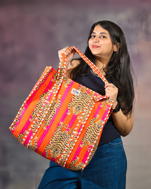 Peach Flower Laptop Tote