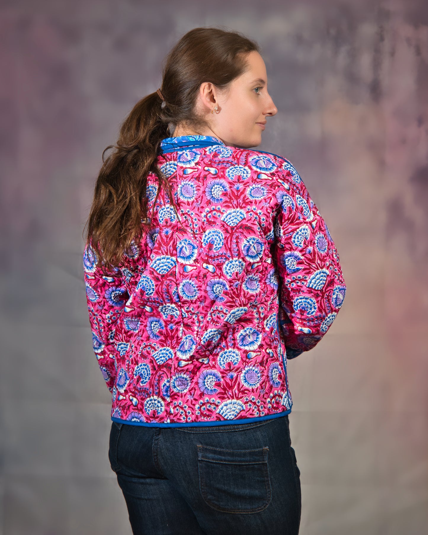 Red & Blue Reversible Quilted Jacket
