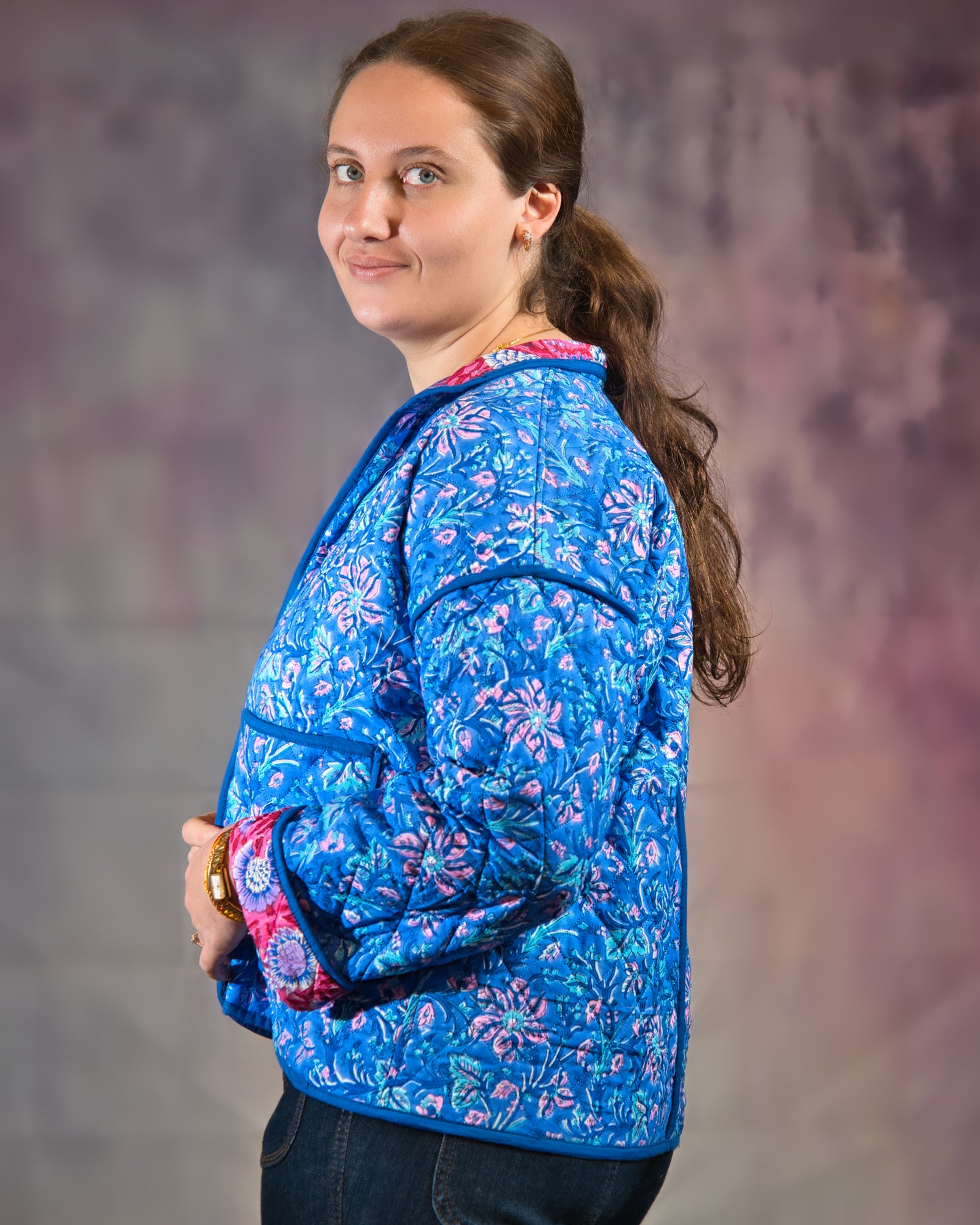 Red & Blue Reversible Quilted Jacket