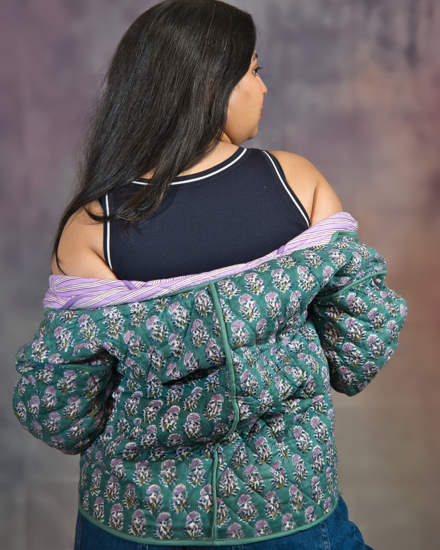 Green & Purple Stripe Reversible Jacket