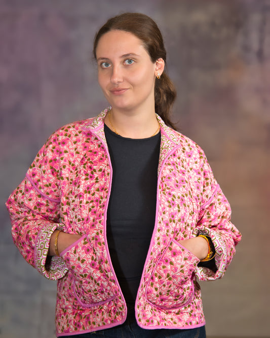 Dual Pink Reversible Quilted Jacket