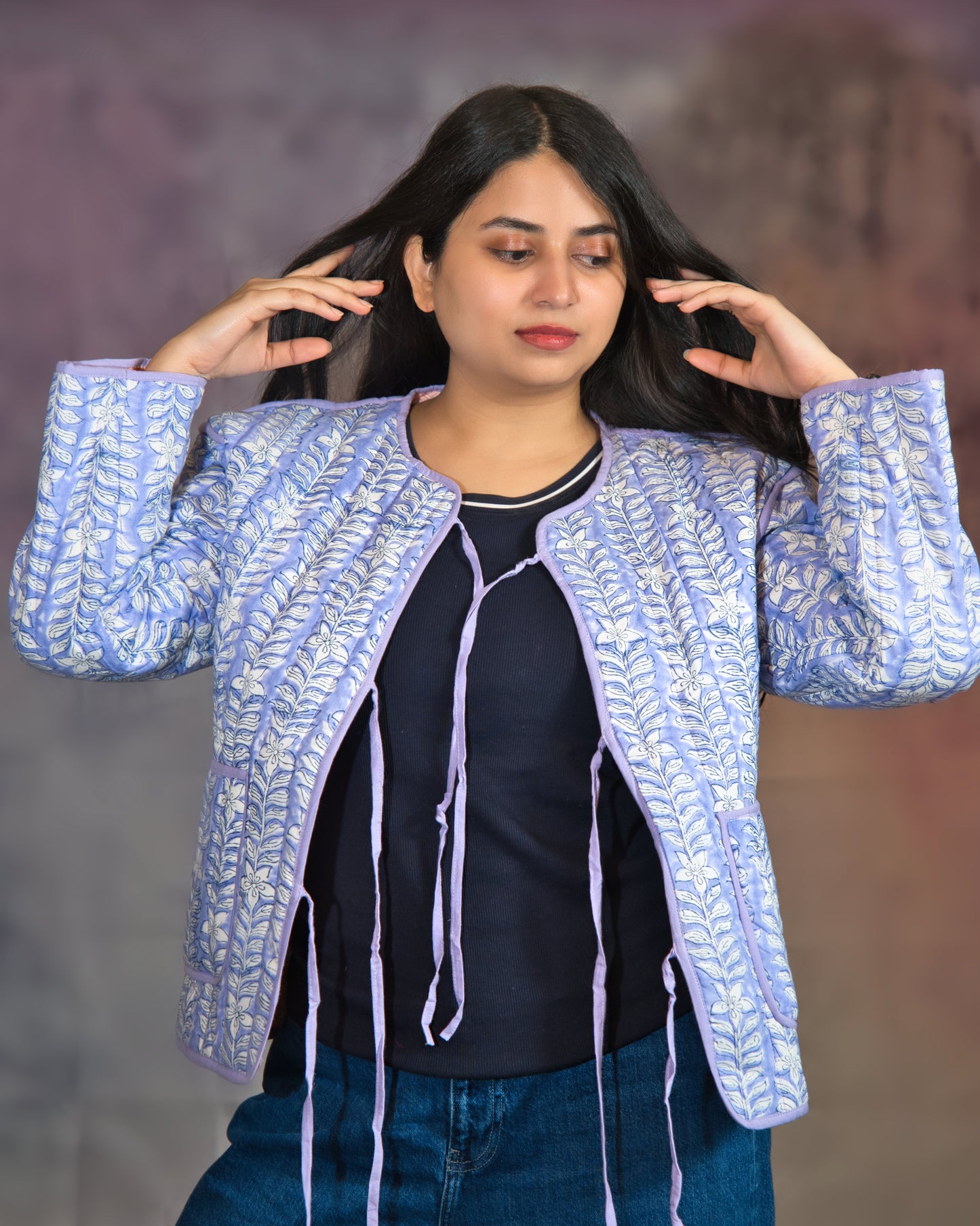 Light Blue & Orange Reversible Quilted Jacket