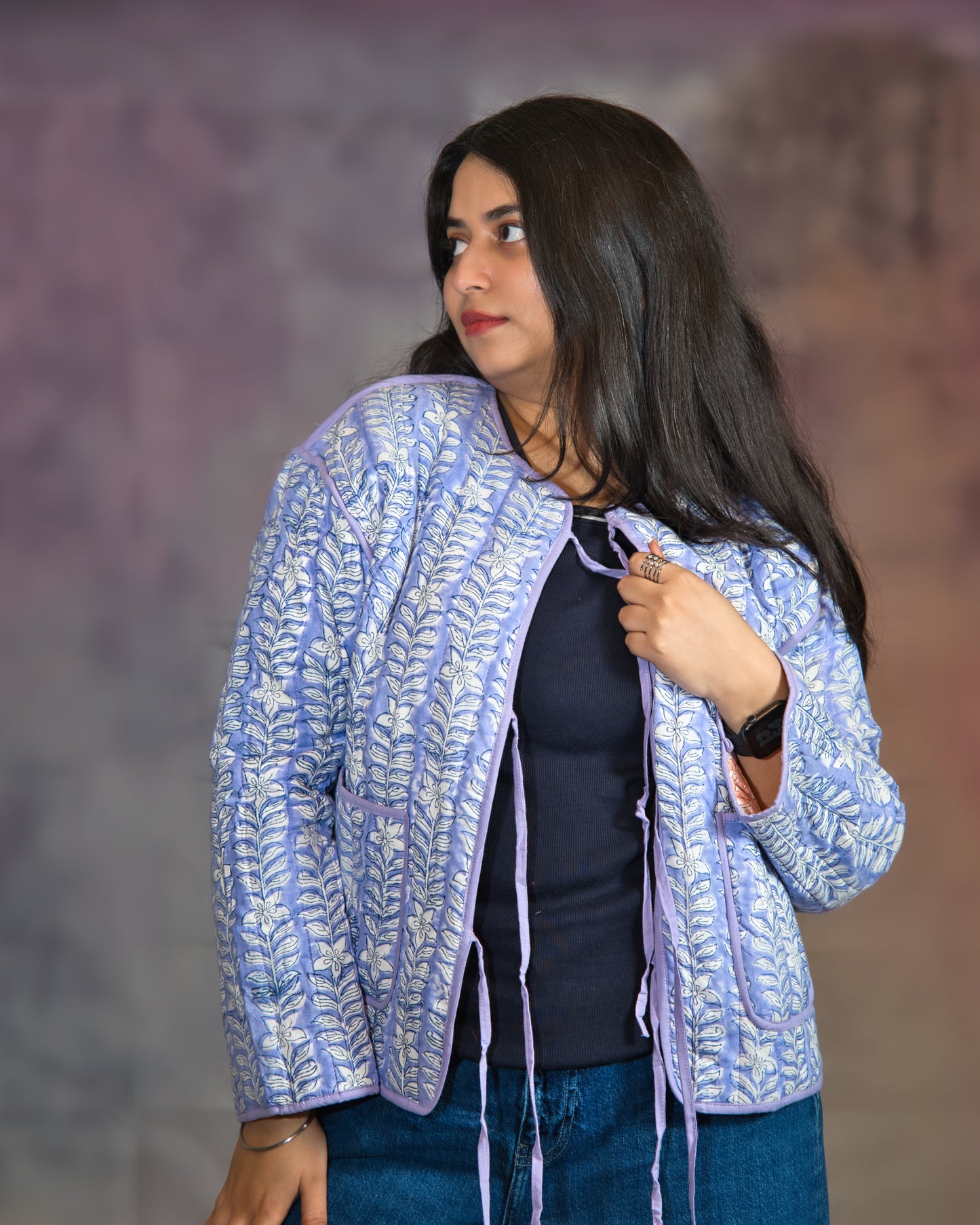 Light Blue & Orange Reversible Quilted Jacket