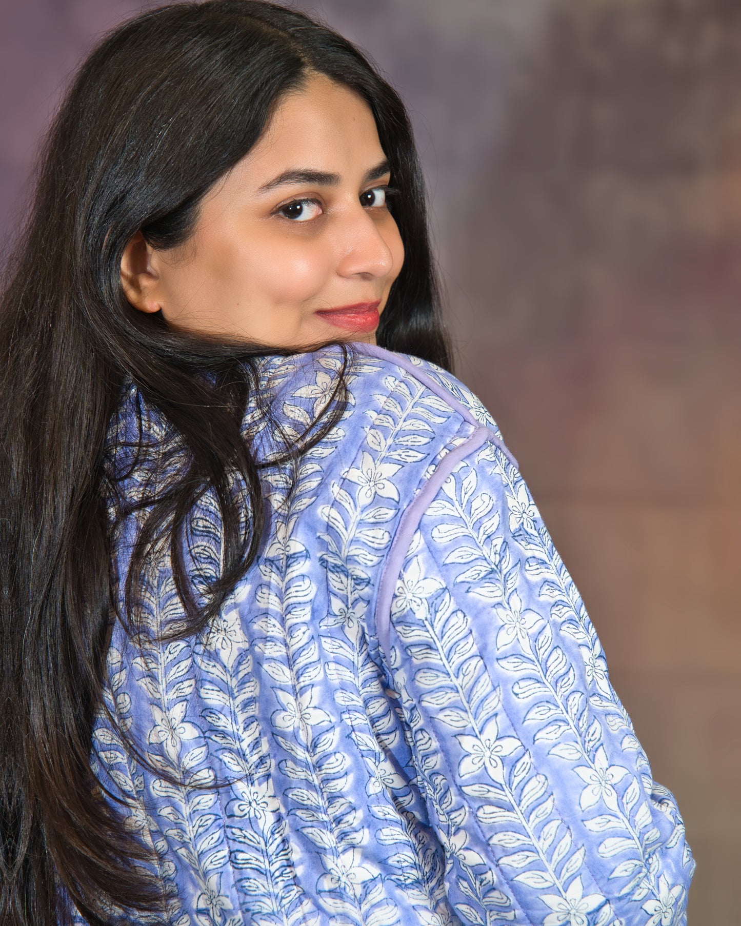 Light Blue & Orange Reversible Quilted Jacket