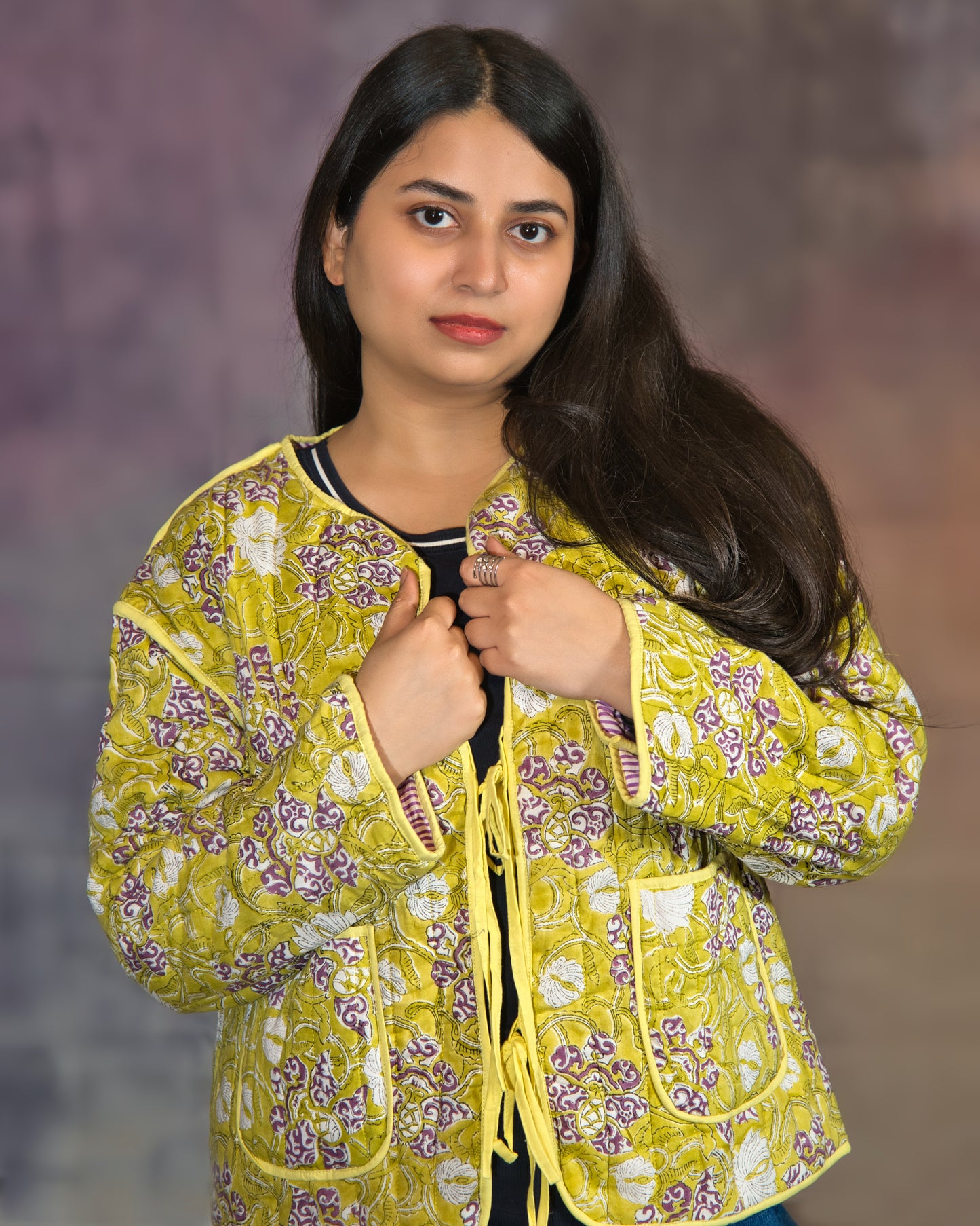 Yellow & Purple Stripe Reversible Jacket