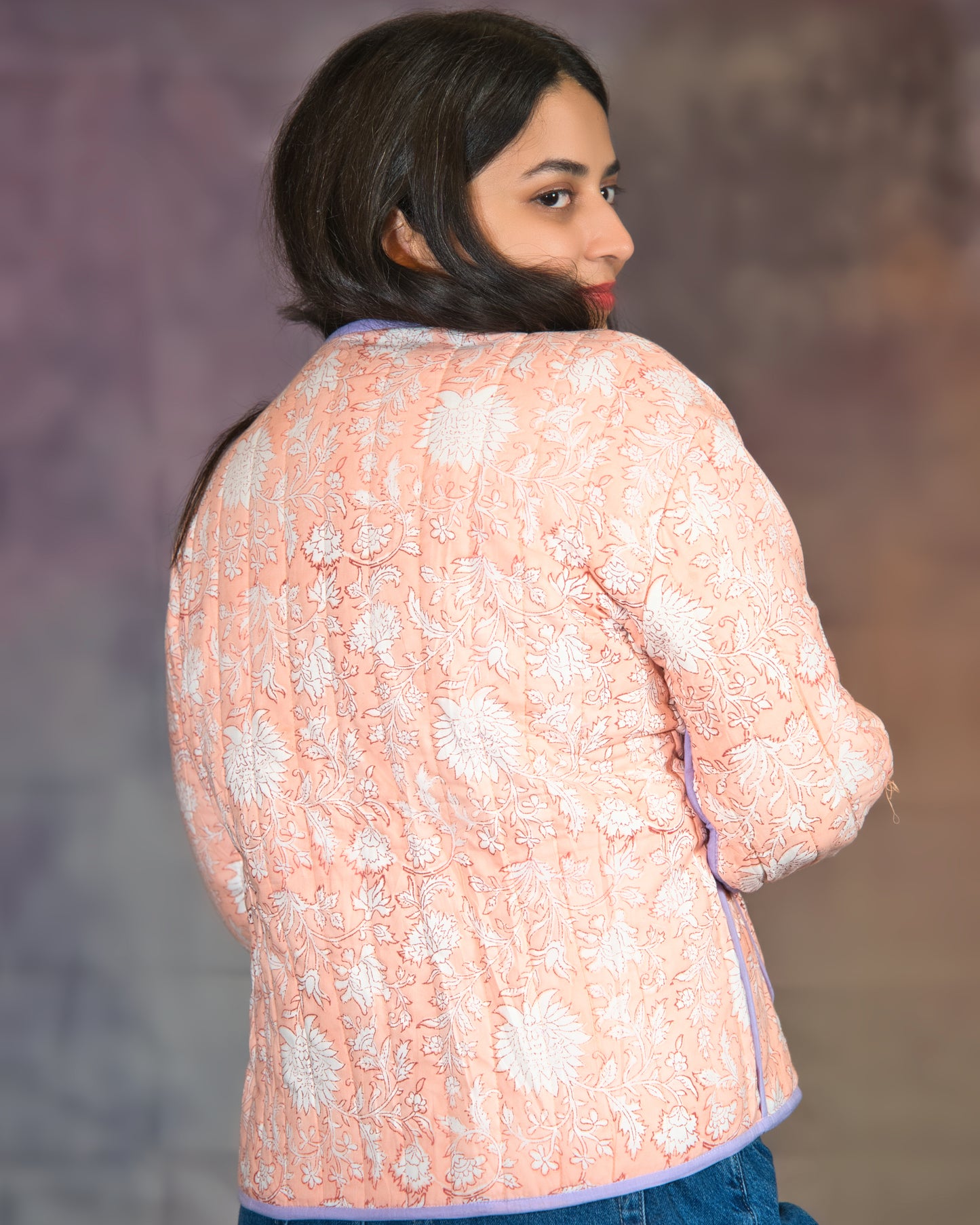 Light Blue & Orange Reversible Quilted Jacket