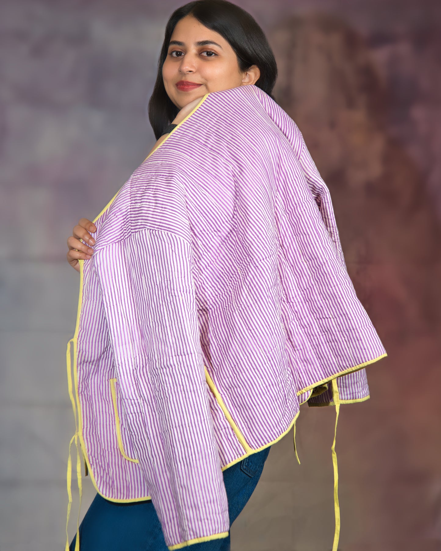Yellow & Purple Stripe Reversible Jacket