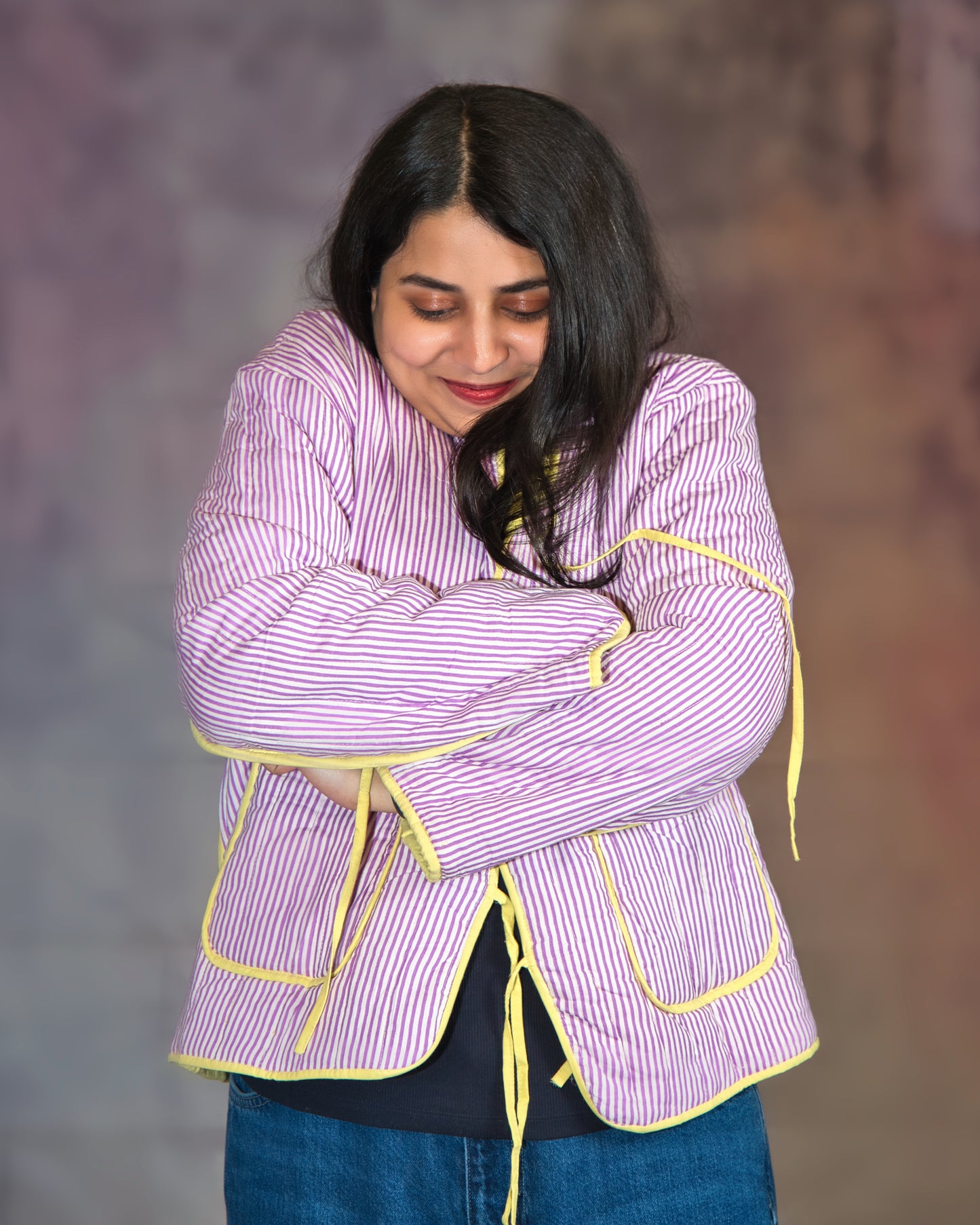 Yellow & Purple Stripe Reversible Jacket