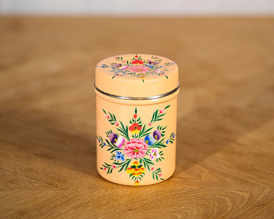 Peach Orange Enamel Tea Box