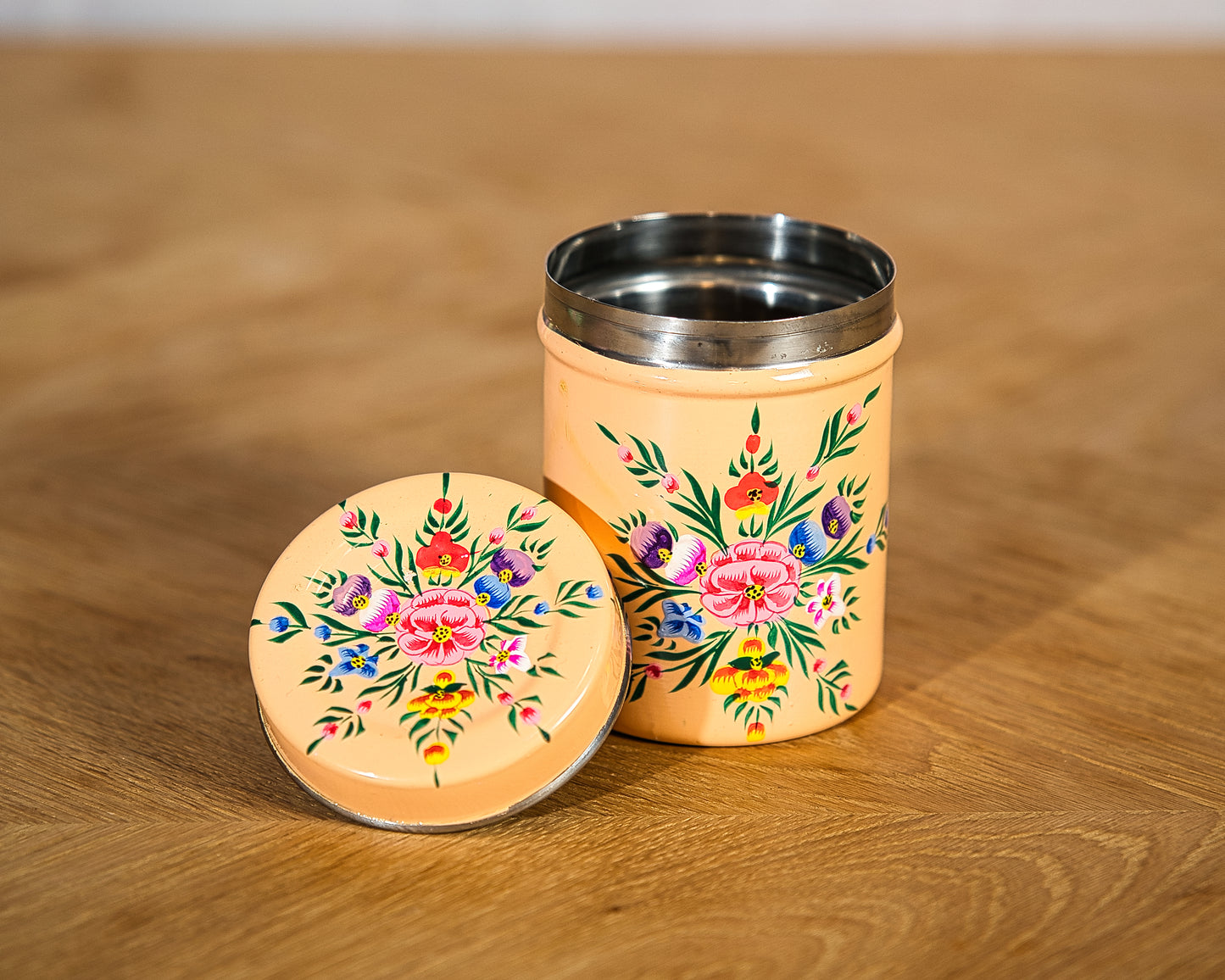 Peach Orange Enamel Tea Box