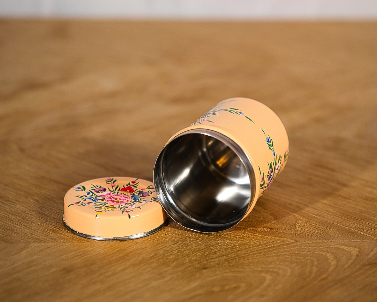 Peach Orange Enamel Tea Box