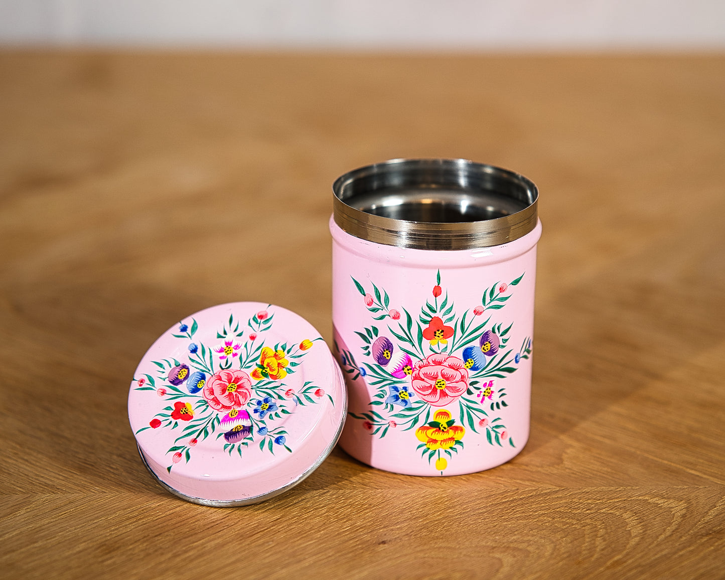 Soft Pink Enamel Tea Box