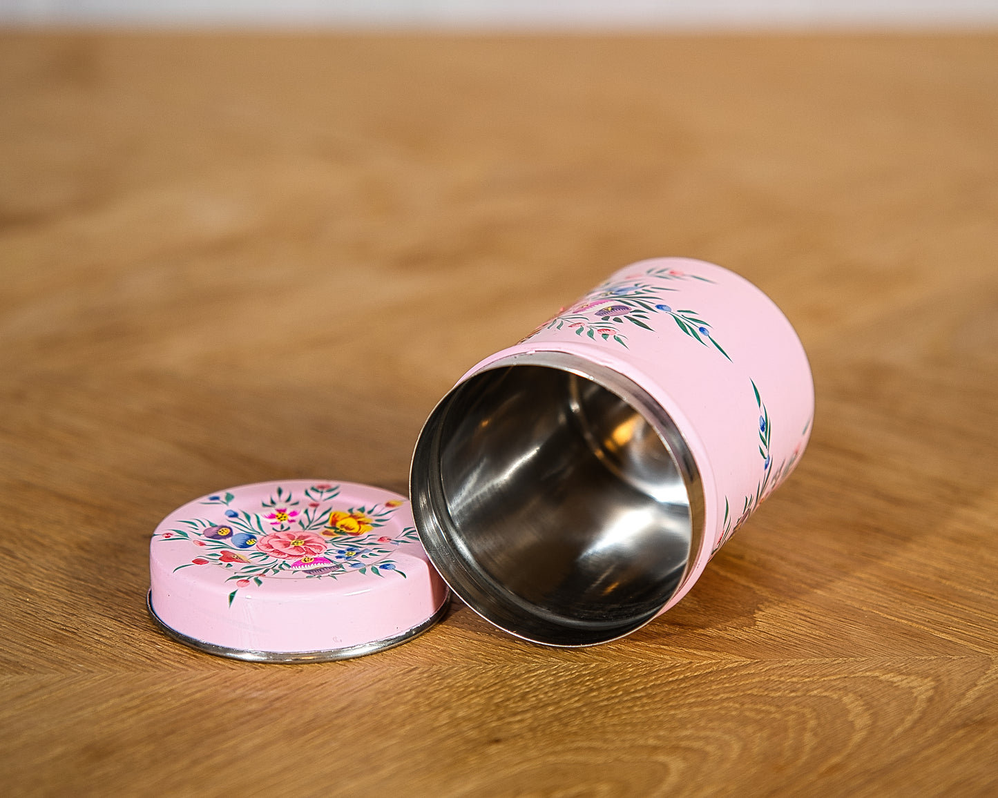 Soft Pink Enamel Tea Box