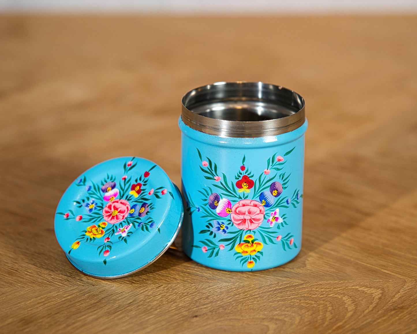 Ocean Blue Enamel Tea Box