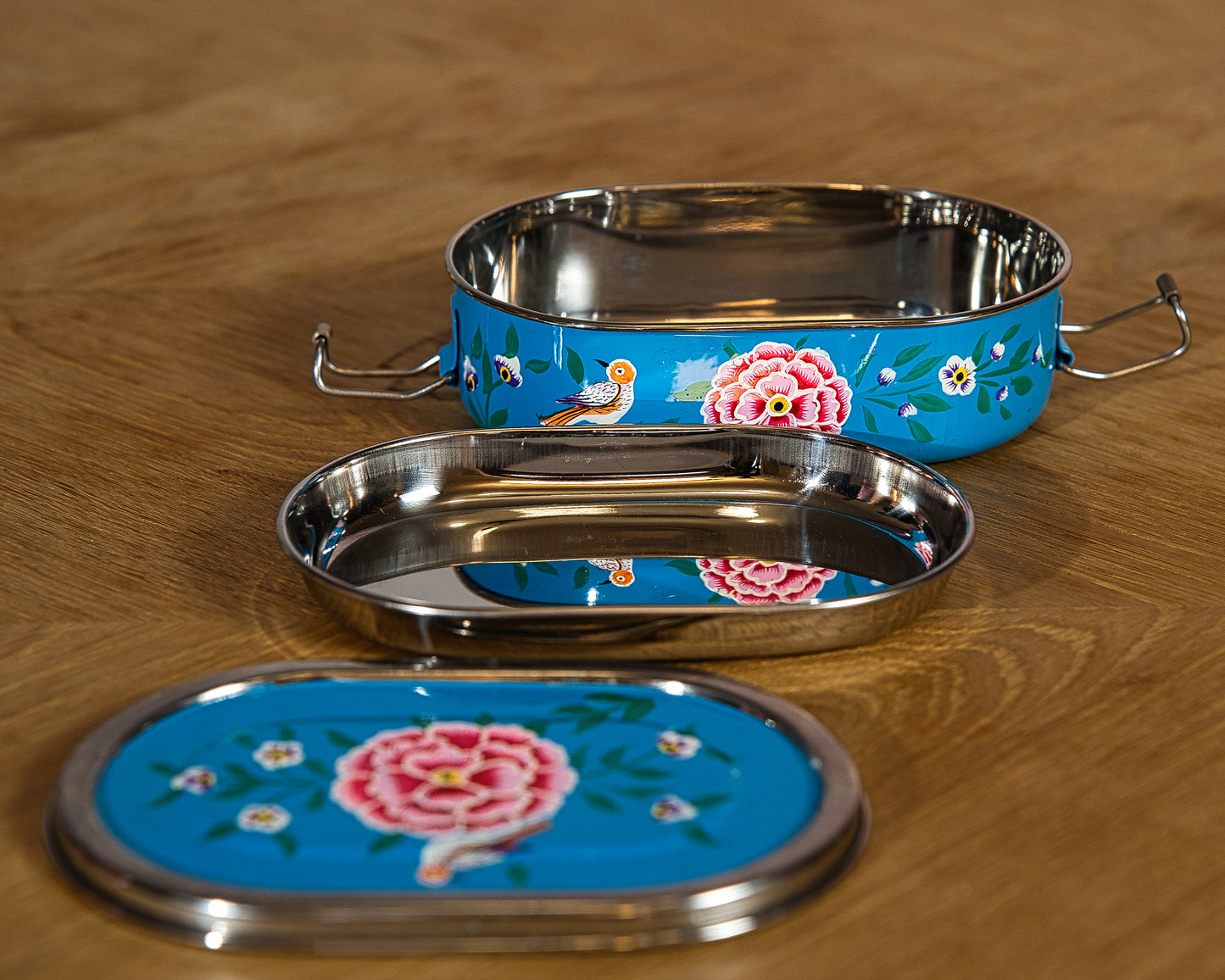 Ocean Blue Enamel Lunch Box