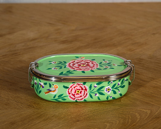 Forest Green Enamel Lunch Box