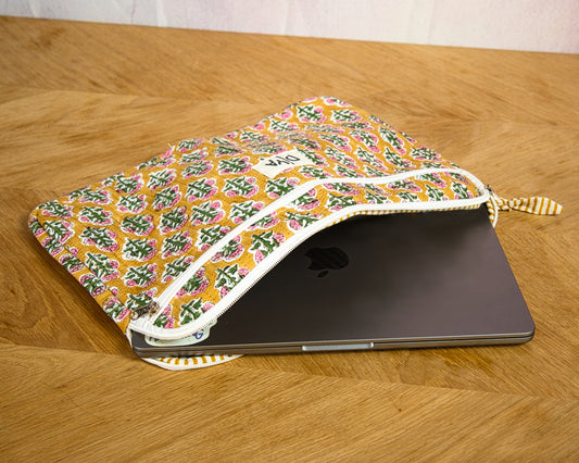 Blossom Pink Cotton Laptop Sleeve