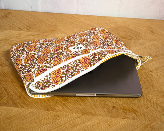 Rose Motif Cotton Laptop Sleeve