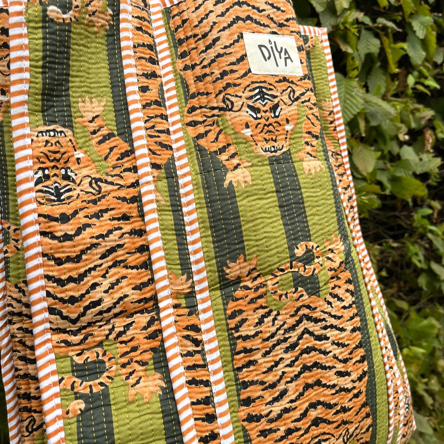 Sleeping Green Tiger Vertical Tote Bag