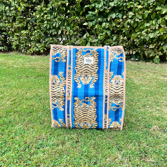 Blue Sleeping Tiger Vertical Tote Bag