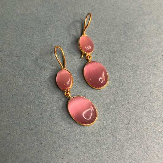 Graceful Rose Cat’s Eye Stud Earrings