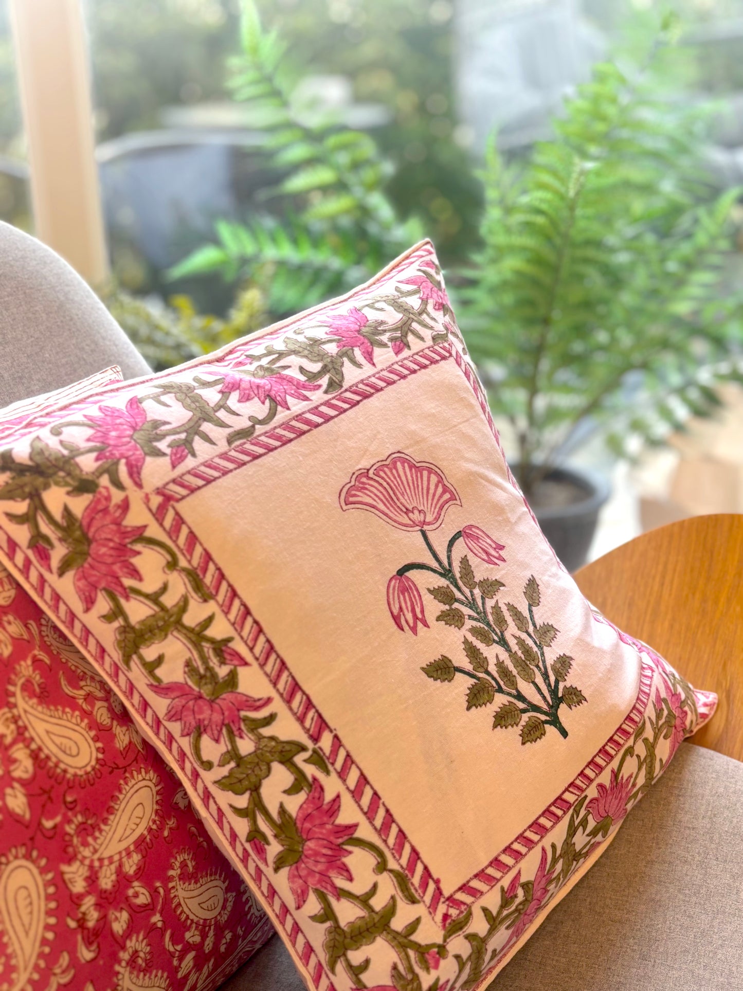 Pink Garden Cushion Cover