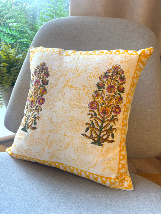 Yellow & White Cushion Cover