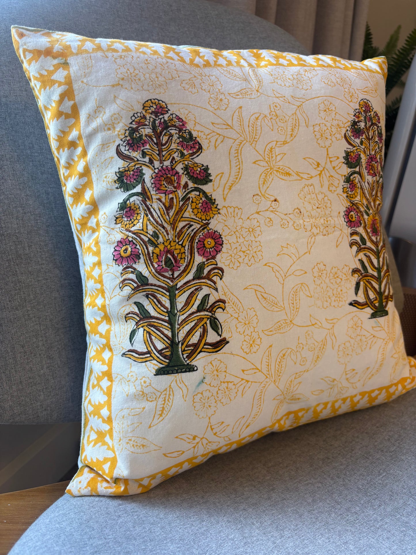 Yellow & White Cushion Cover