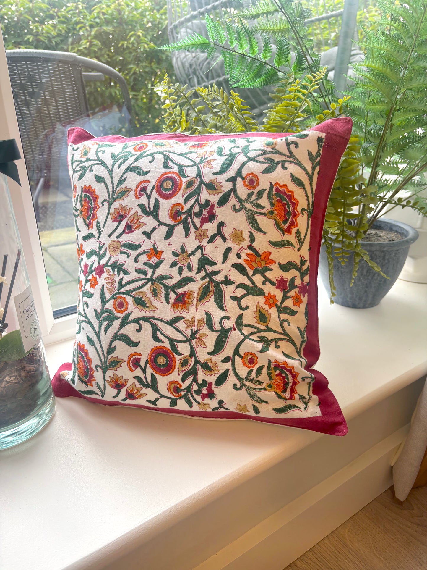 Red Floral Cushion Cover