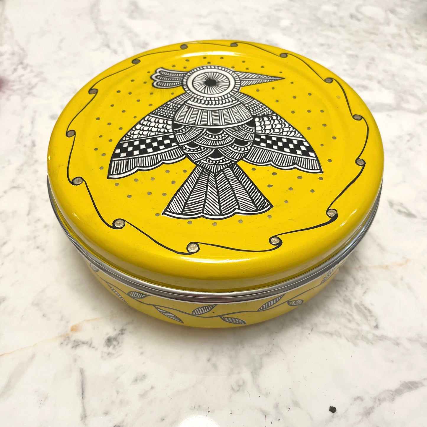 Yellow Enamel Spice Box
