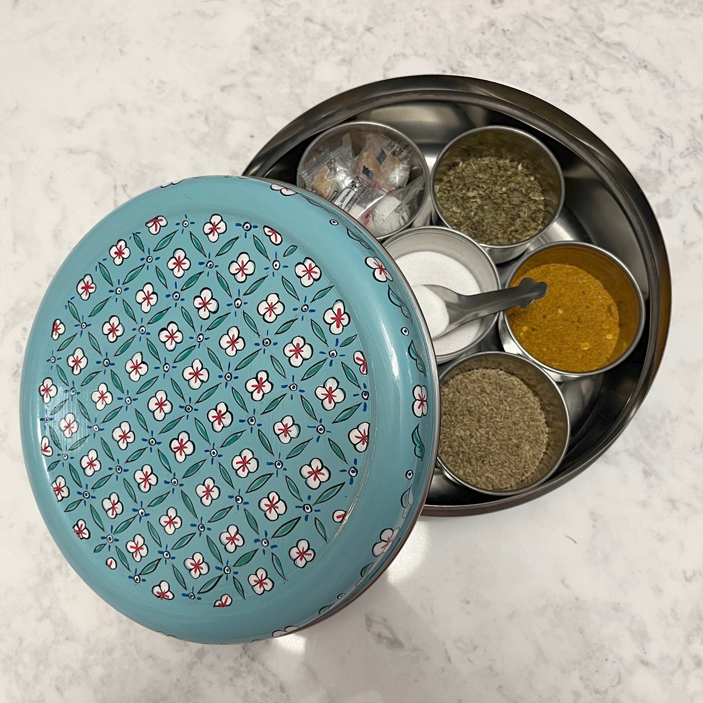 Sapphire Star Enamel Spice Box