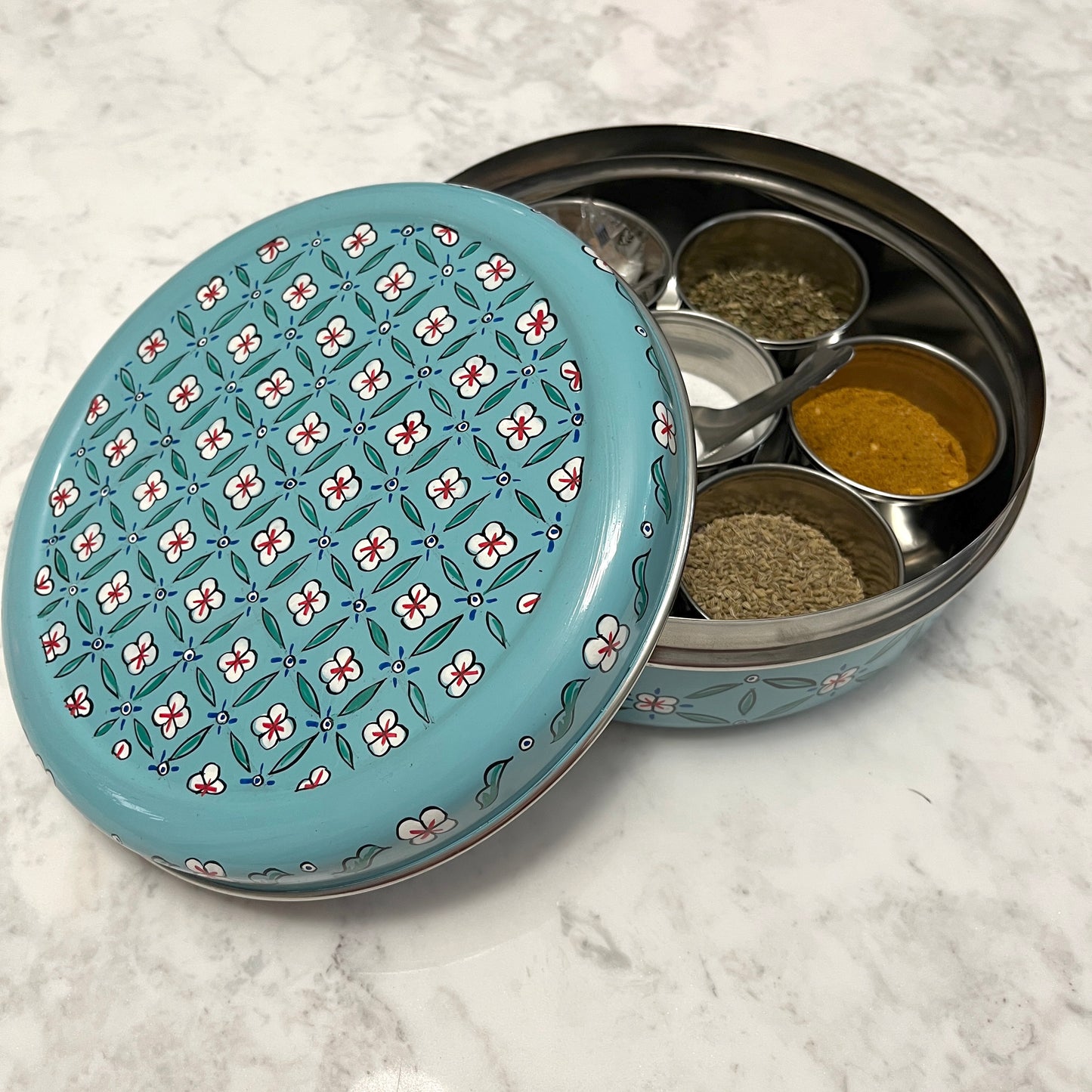 Sapphire Star Enamel Spice Box