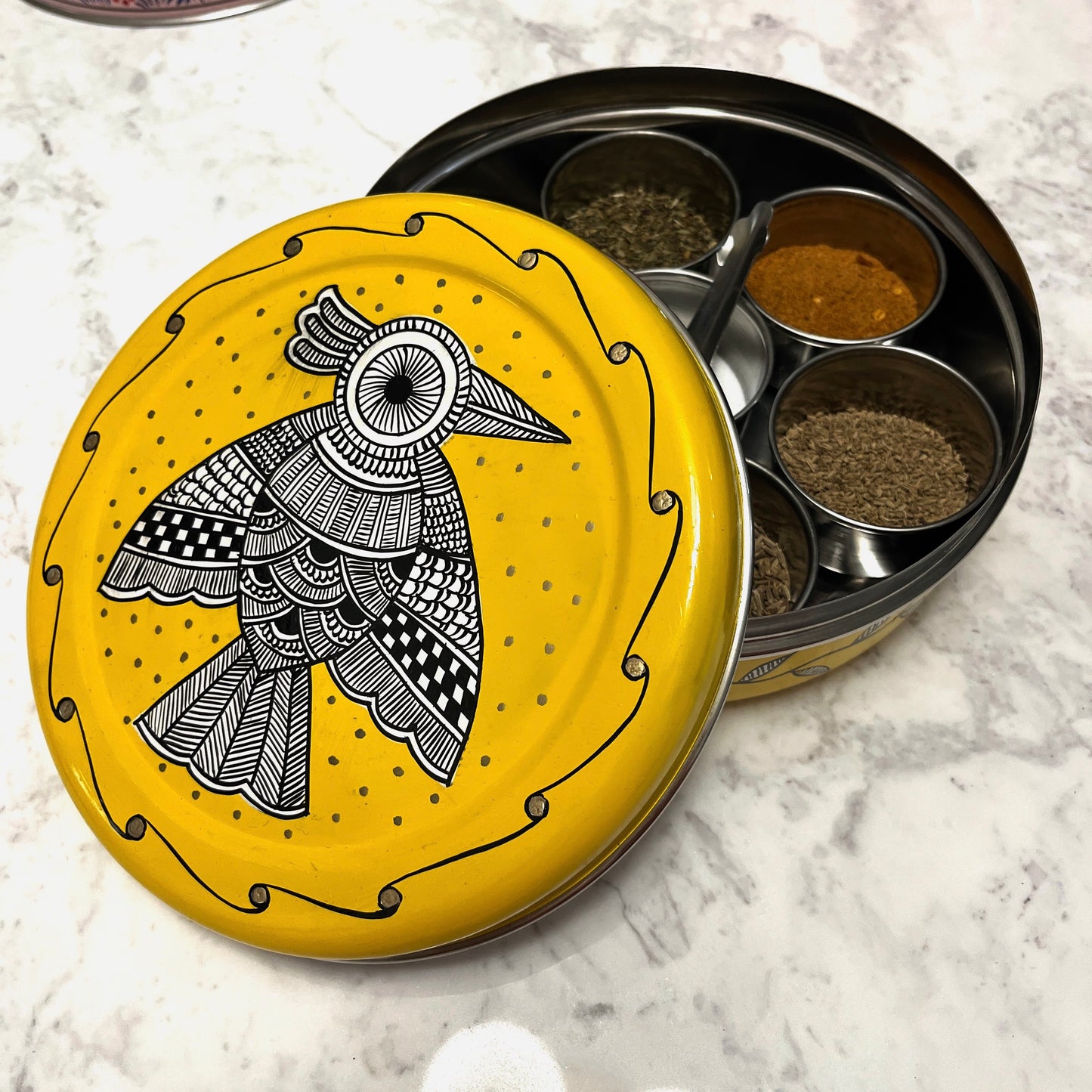 Yellow Enamel Spice Box