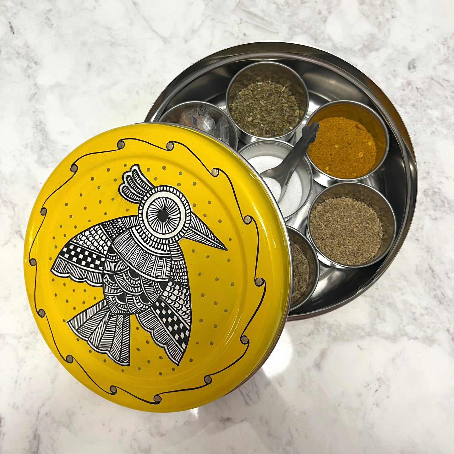 Yellow Enamel Spice Box