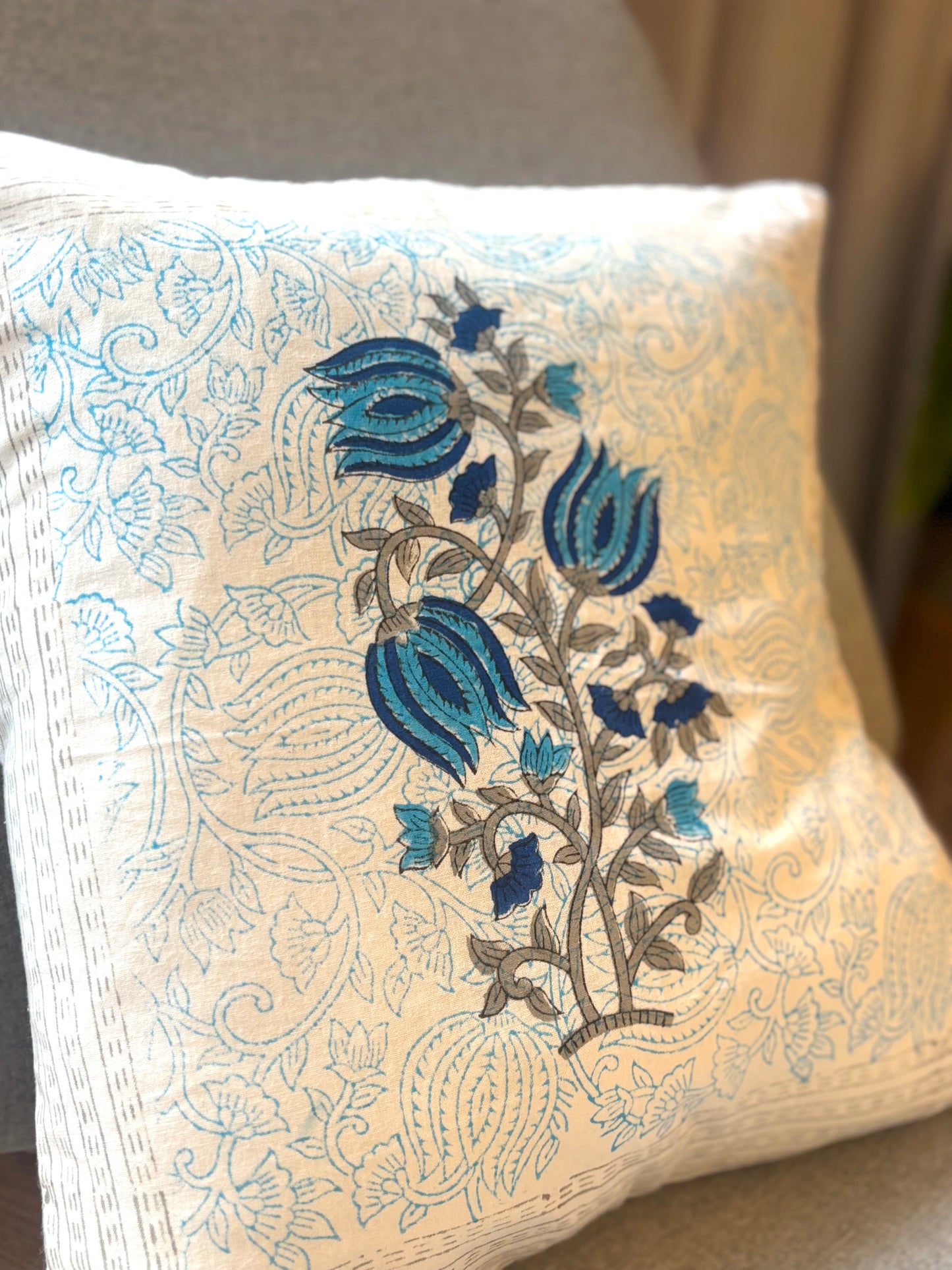 Indigo Bloom Cushion Cover