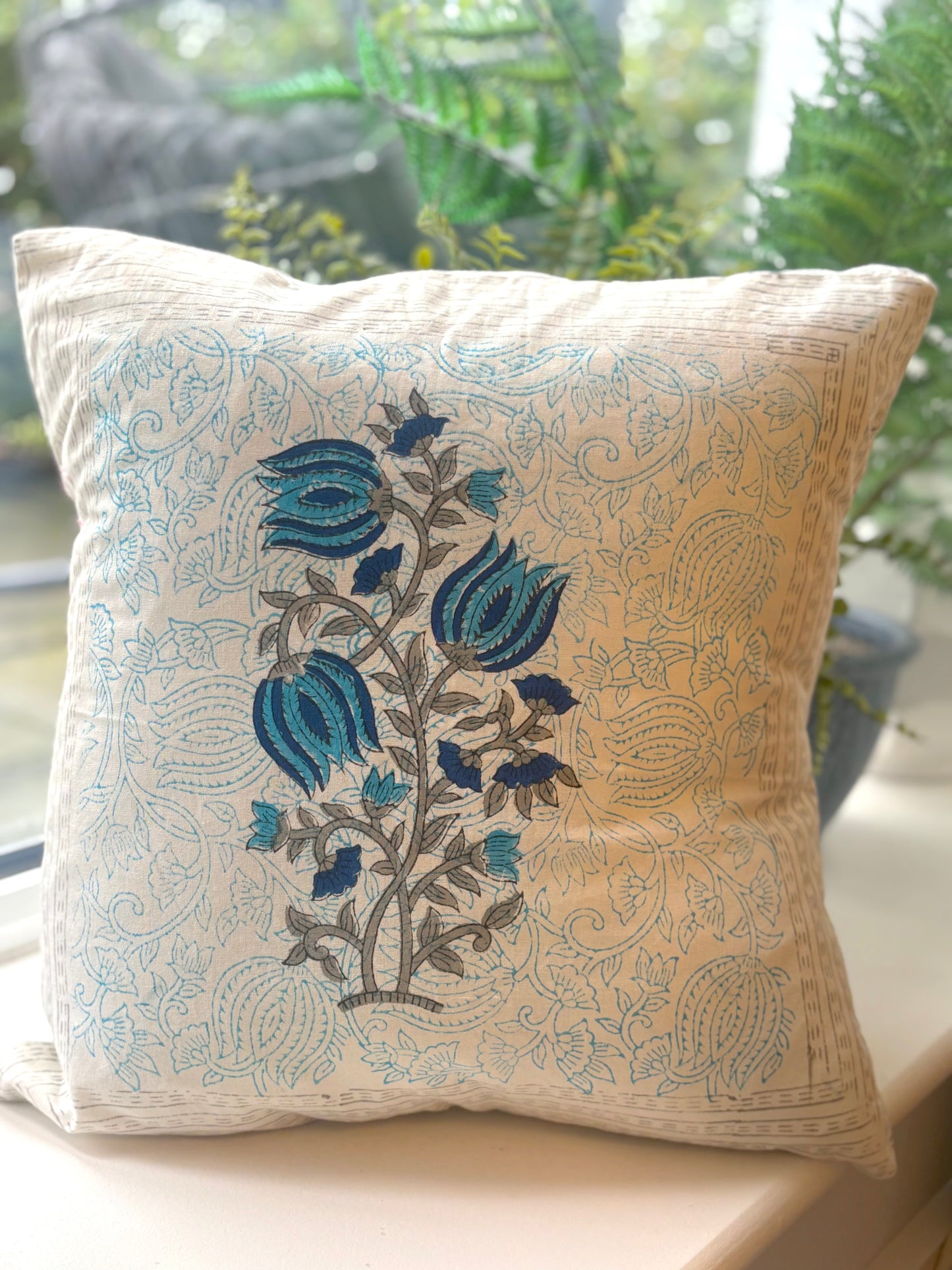 Indigo Bloom Cushion Cover