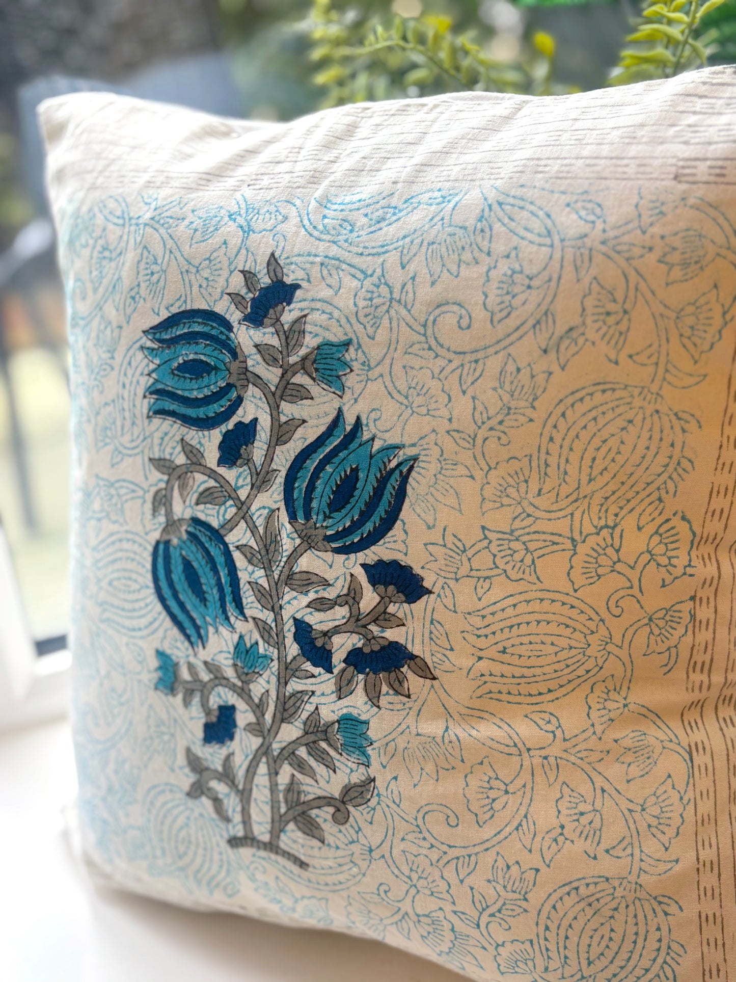 Indigo Bloom Cushion Cover