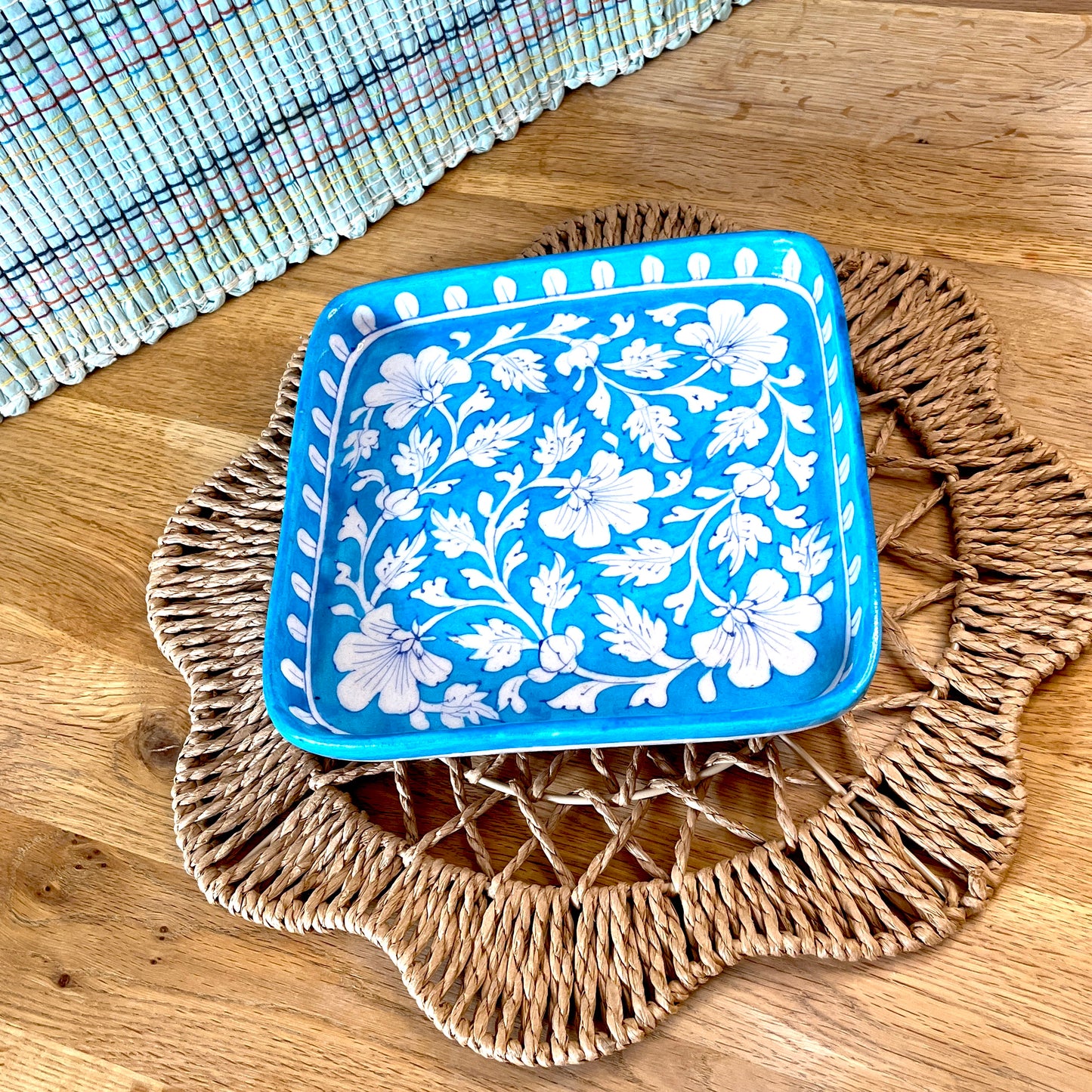 Serene Blue Square Plate