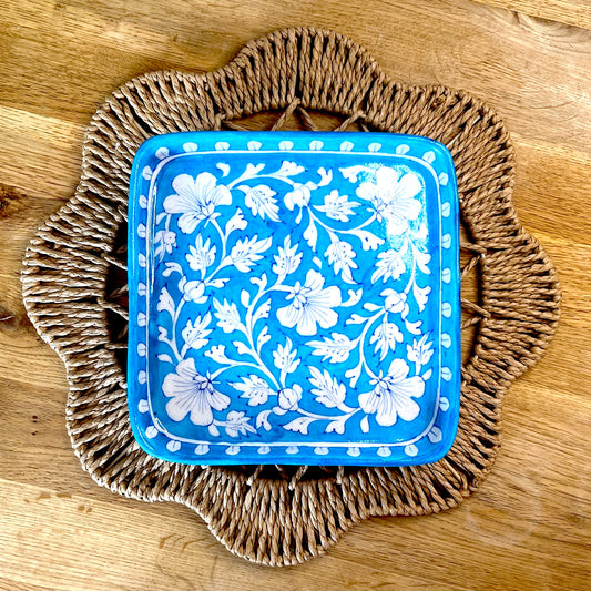 Serene Blue Square Plate