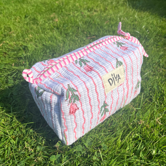 White & Pink Floral Big Pouch