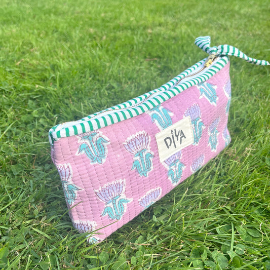 Purple & Pink Flower Pencil Pouch