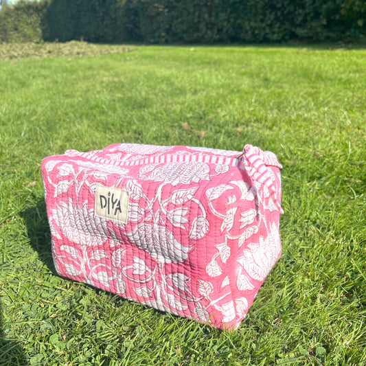 Pink & White Floral Artisan Big Pouch