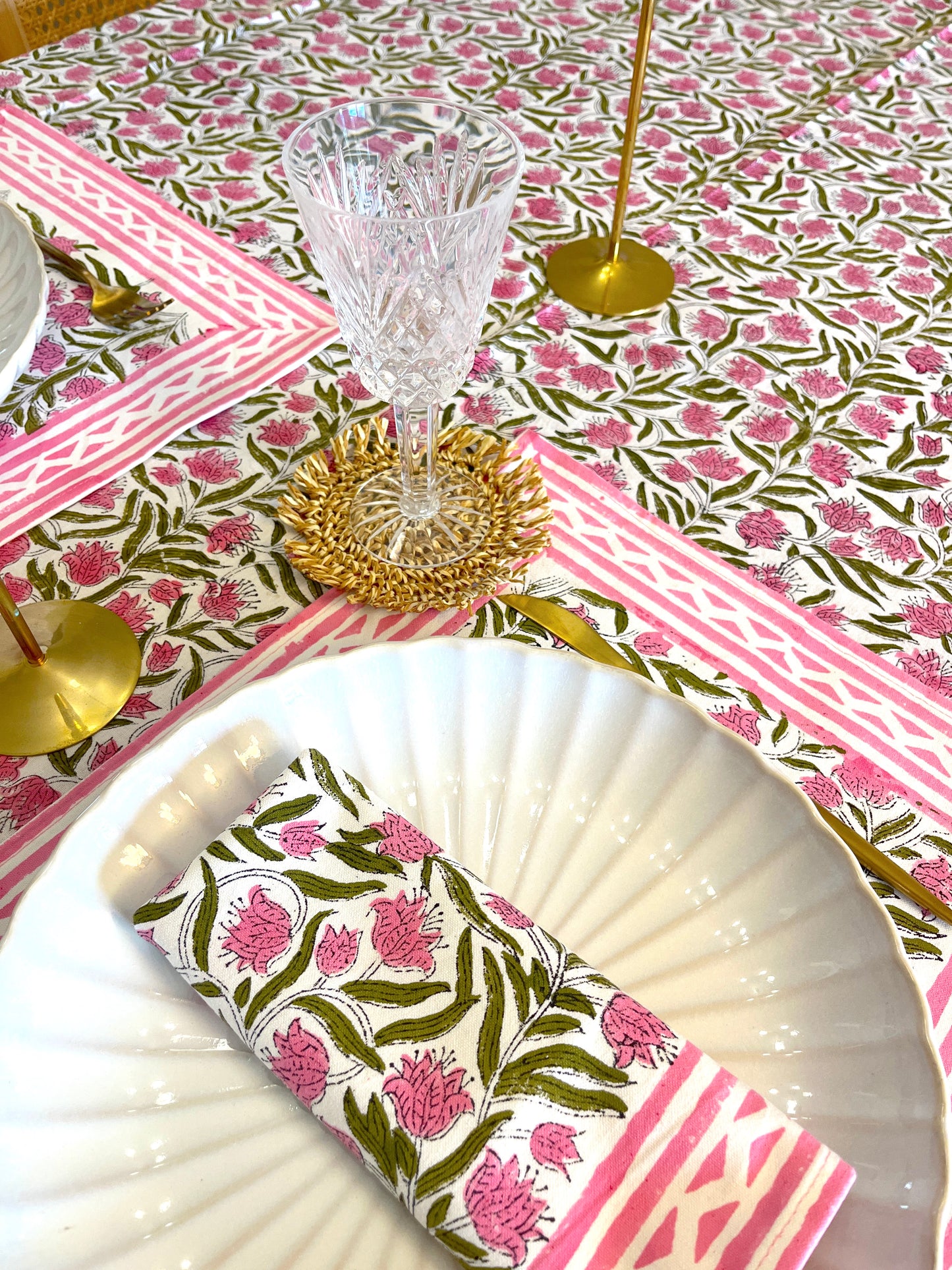Pink Floral Cotton Napkin Set of 2