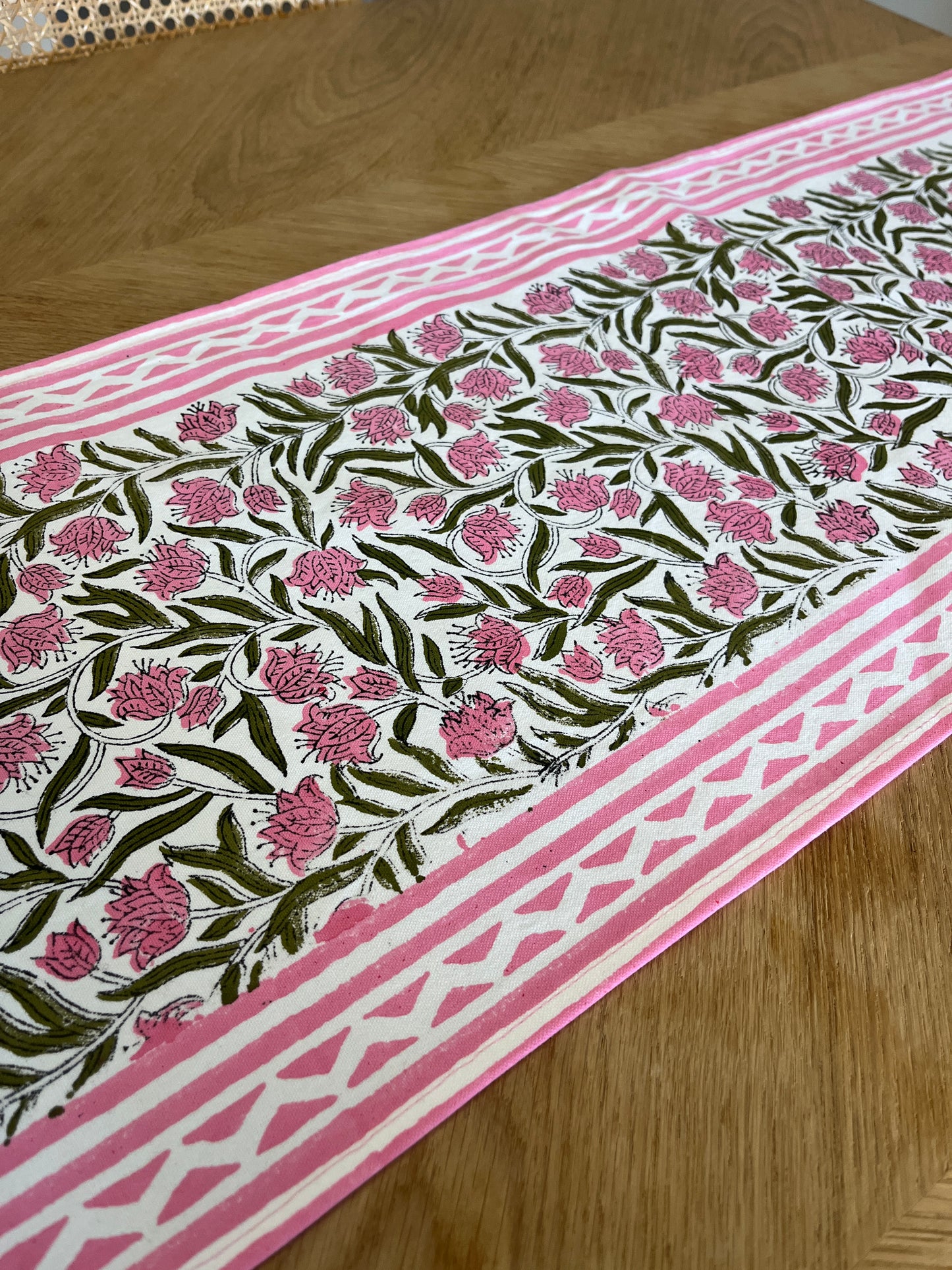 Pink Pattern Cotton Table Runner