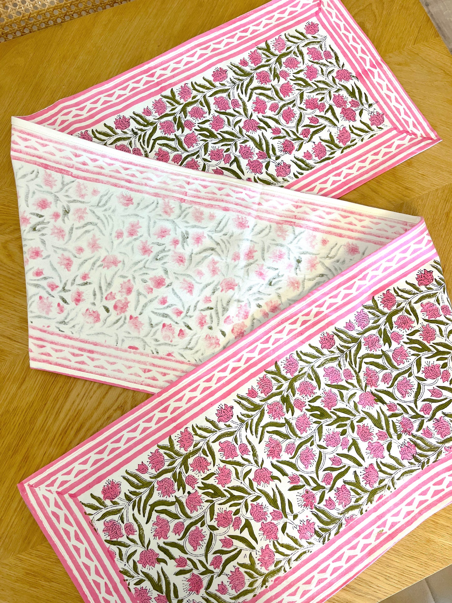 Pink Pattern Cotton Table Runner