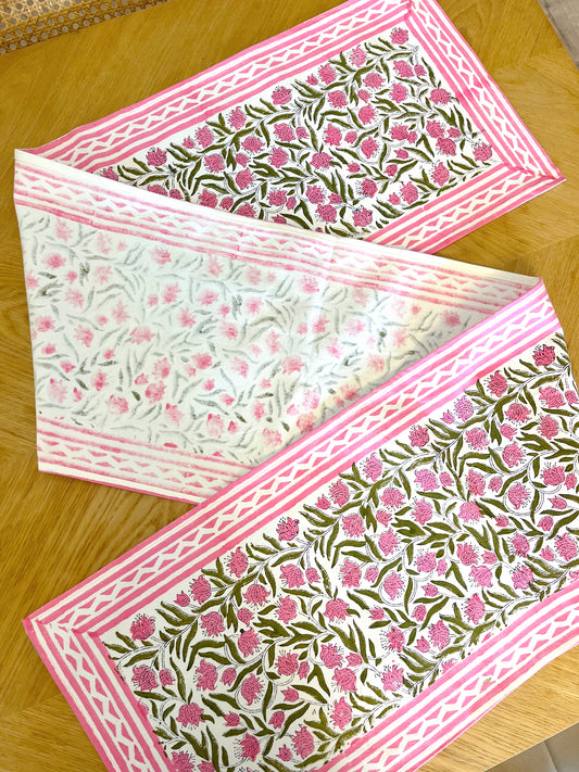 Pink Pattern Cotton Table Runner