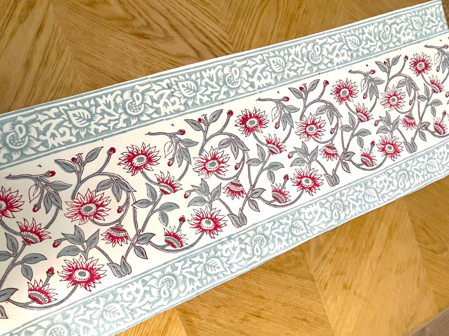 Red & Grey Floral Table Runner