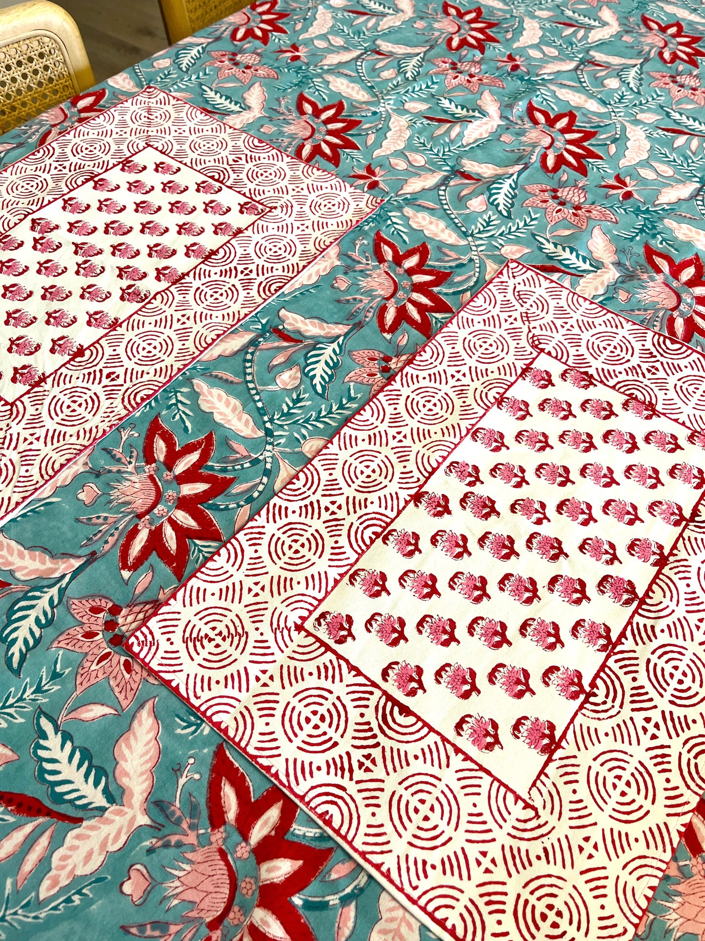 Petite Pink Floral Cotton Placemats Set of 2